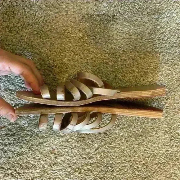 Ancient Greek Sandals Slides Strappy Gold Size 40 Light Gold - Picture 5 of 8